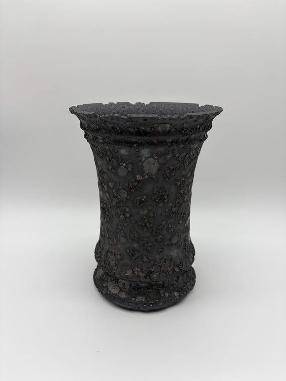 8.5 inch W* 11.5 inch H/ Crater planter/Volcanic Spiral/Basalt Vessel/ Lunar Crater Pot/ Terra Void Collection/ High Quality Handmade