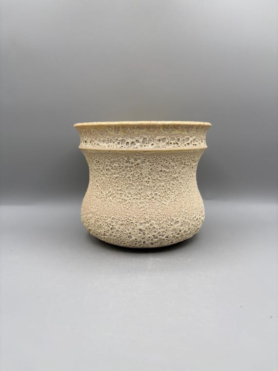 5.5 inch W* 4.75 inch H | Premium Handmade Ceramic Pottery| Ivory Moonfoam Series| Crater Bubbles Planter| Succulent Planter| Caudex Pot