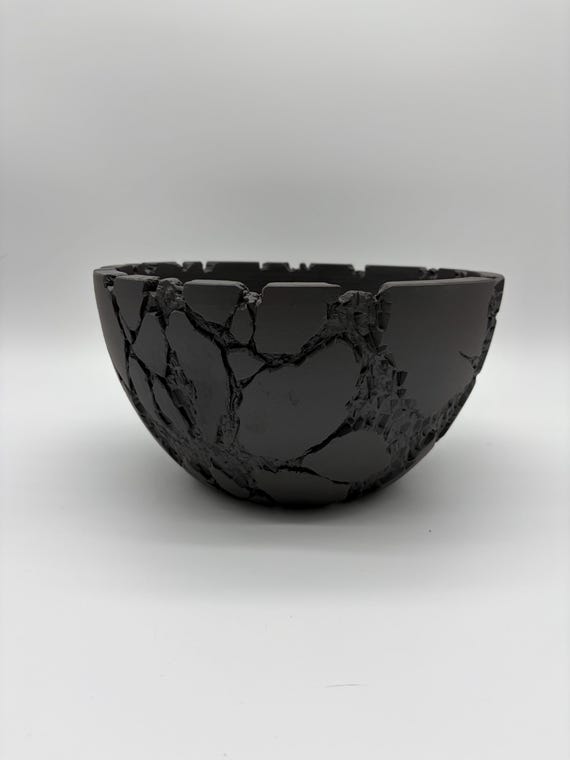 11.5 inch W* 6 inch H/ Matte Black/Rift Collection/ Relic Collection/ High Quality Handmade Pottery/ Fault Line Black
