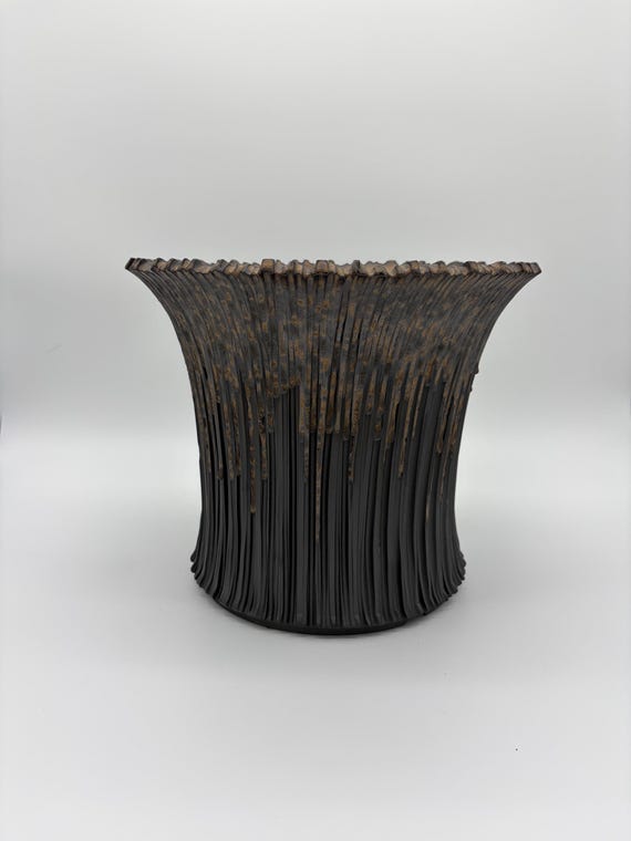 12.5 inch W* 10.5 inch H/ Bronze Sculpted Planter/ High Quality Handmand Pottery/ Caudex Planter/Caudiciform Planter/ Volcanic Charcoal pot