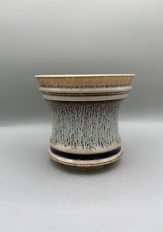 5 inch W* 4.75 inch H/  Handmade Ceramic Planter/ Mistfall Flare Pot/ Blue Green Reactive Glaze/ Flared Houseplant Pot/ Premium Plant Pot