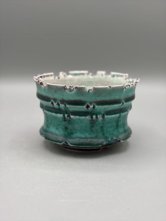 3.75 inch W* 2.5 inch H/ Turquoise Mist/High quality handmade ceramic pottery/Succulent Pot/Caudex Pot/Ceramic Pot/Blue Glaze Pot/Cactus Pot