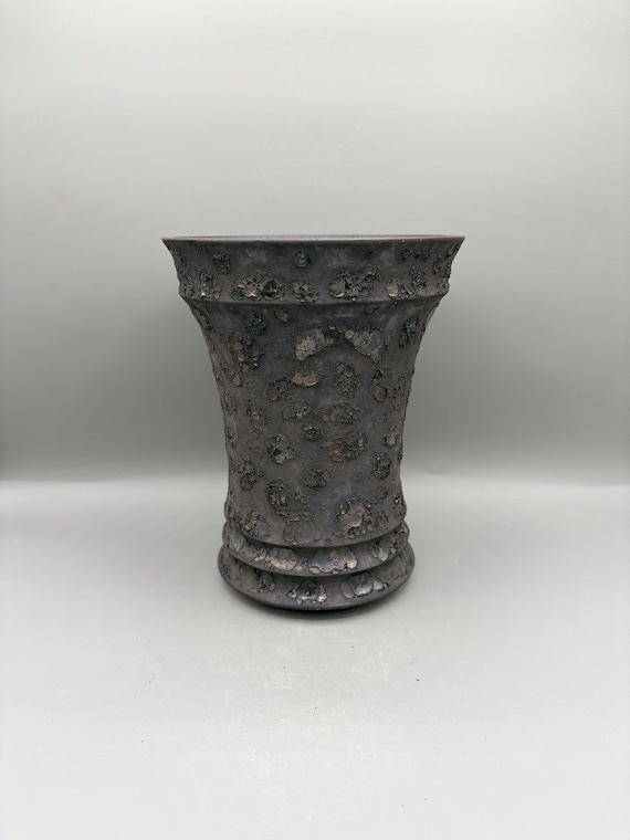 6 inch W* 7.5 inch H/ Crater planter/Volcanic Spiral/Basalt Vessel/ Lunar Crater Pot/ Terra Void Collection/Caudex/High Quality Handmade