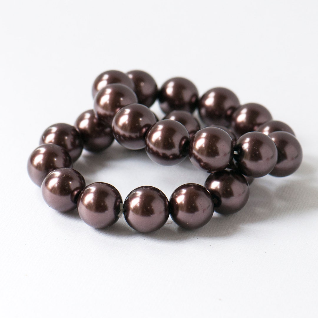 Chocolate Faux Pearl Stretch Bracelet, Dark Chocolate Elasticated Bead