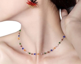 Kleurrijke kralenketting, eenvoudige maar unieke halsband voor dames, lief en cool accessoire, prachtig ontwerp
