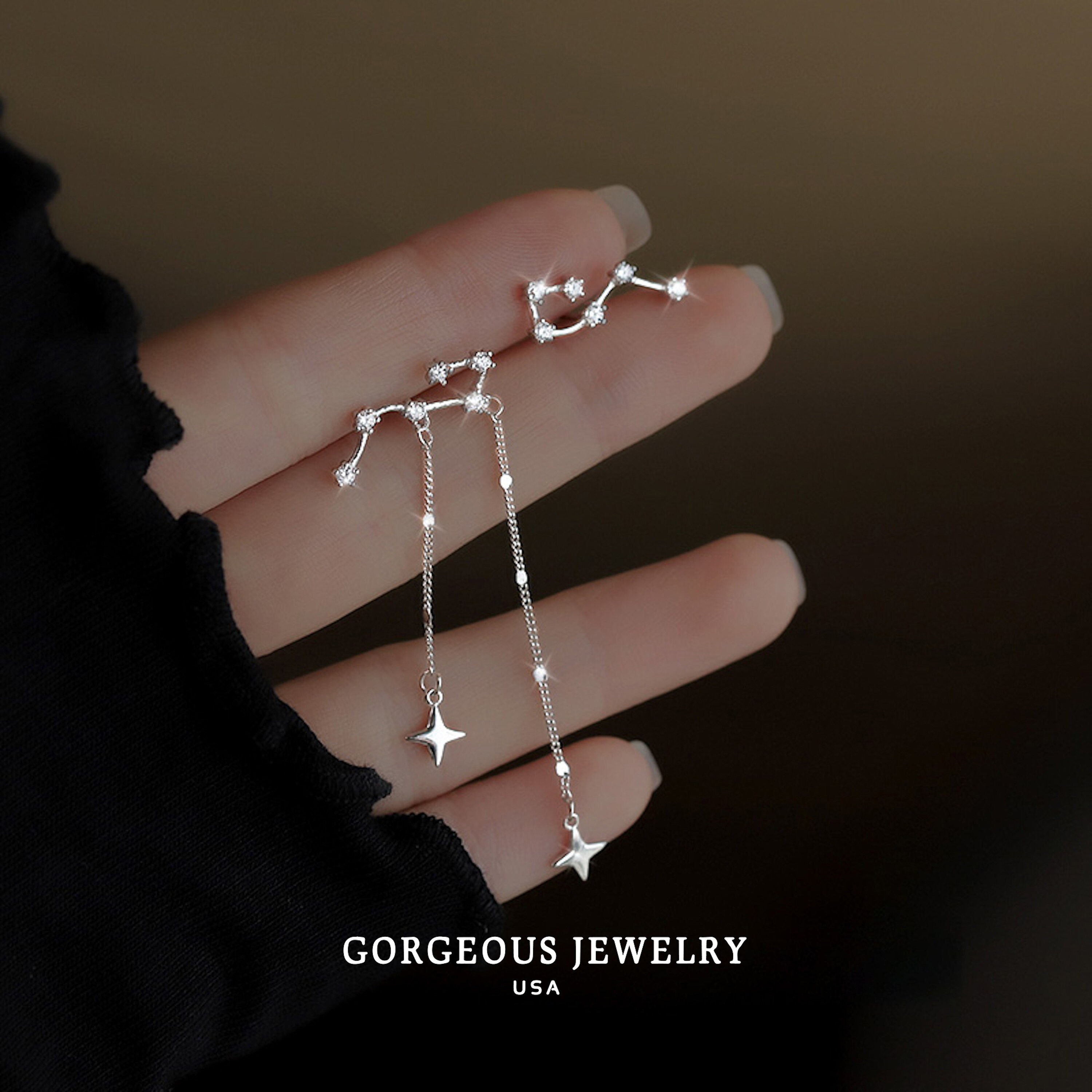•WANDERING STAR• intarsia + mixed metal earrings main image 1