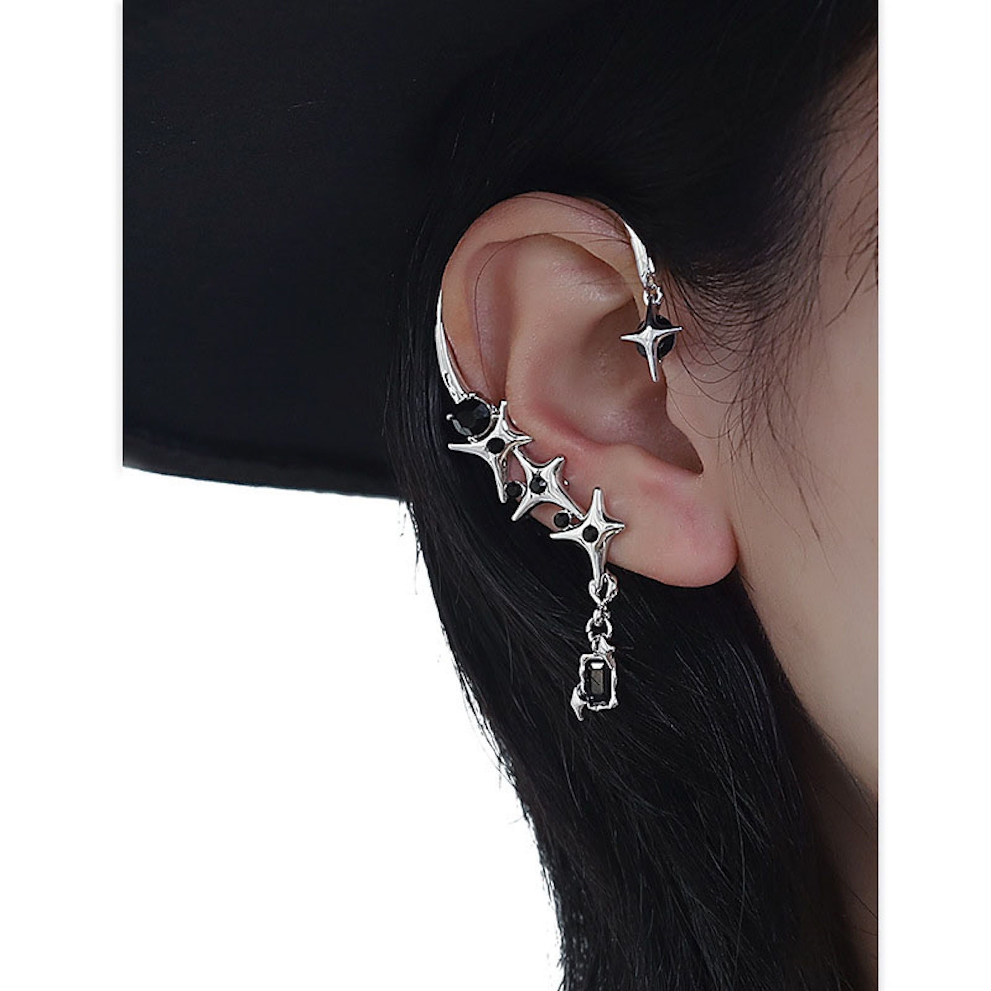 Gradient Black Chain Ear Cuff No Piercing Liquid Metal Tassel Wrap Crawler  Full Earrings Ear Climberparty Event Festival - Yahoo Shopping