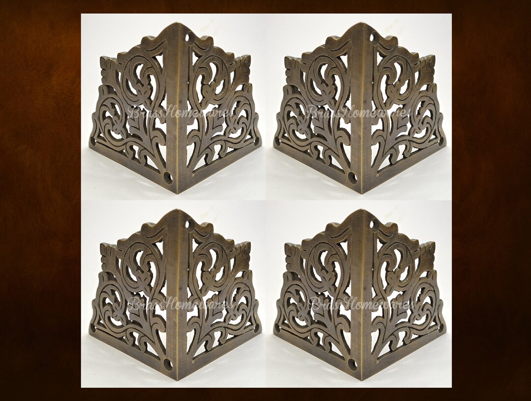 3 SET of Solid Brass Decorative Corner Plate Protector / Etsy