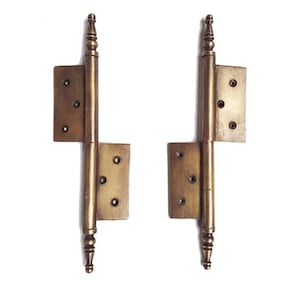 9&quot; Set of 2 pcs Vintage Solid Brass SPLIT Finial Hinge / Door Cabinet Drawer Furniture Hinges