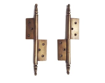 9&quot; Set of 2 pcs Vintage Solid Brass SPLIT Finial Hinge / Door Cabinet Drawer Furniture Hinges