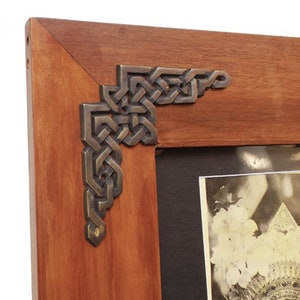 5&quot; Set of Solid Brass Decorative Corner Plate Protector Infinity Knot Design Cabinet Picture Frame Box Drawer Decorative Angle Corner Plate