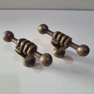 Solid Brass Knob Pull Hardware / Antique Hand Stick Knob Pull / Drawer Cabinet Knobs