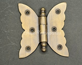 2.7" Set Of Vintage BUTTERFLY Hinge / SOLID BRASS Kitchen Set Cabinet Door Window Hinges