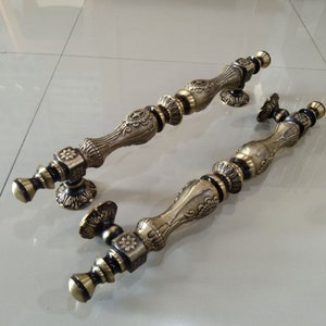 20&quot; Pair of Vintage Solid Brass Main Entry Door Handle- Antique Door pull Knob - Heavy JAVA Star Door Handle 53 cm Express Shipping
