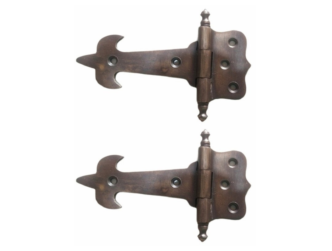 3.1 Pair of Antique Anchor Old Strap Solid Brass Hinges / Kitchen Sheet Door Hinge Etsy