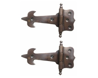 3.1&quot; Pair of Antique Anchor Old Strap Solid Brass Hinges / Kitchen Sheet Cabinets Door Hinge