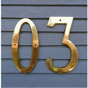 7.4&quot; Set Of Vintage Solid Brass Number Letters, Old Style Brass Large House Number 19 Cm, Brass Address Sign, Office Mail Box Door Number