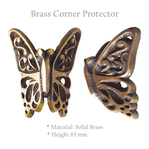 63mm SET of Vintage Solid Brass Butterfly Corner Protector Brass Skiffer,  Butterfly Decorative Corner Guards, Skirting Protectors Hardware