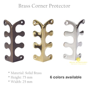2.9&quot; SET of Solid Brass Corner Protector Brass Skiffers, Vintage Fern Corner Guards, Living Accessories Skirting Protectors Hardware