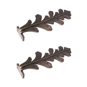 2pcs Vintage 2D Fern Box Corner Protector, Solid Brass Decorative Corner Guards, Shelf Cabinet Hardware, Cupboard Corner Angle Guard
