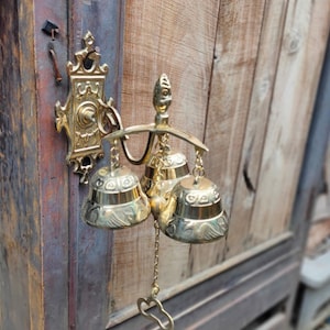 6.7&quot; Vintage Solid Brass Door Bell Gate Front Door Antique Three Ringing Bell knock Door