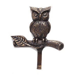 7.8&quot; Antique LARGE OWL HOOK Hanger Vintage Solid Brass Clothes Hat Coat Strong Hook Home Decor