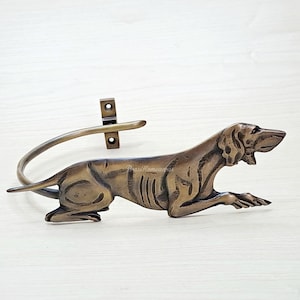 7.7" Vintage Pointer dog Curtain Tie Back Solid Brass Hooks Hanger, Animal Curtain Tieback, Curtain Holdback, Puppy Curtain Holder