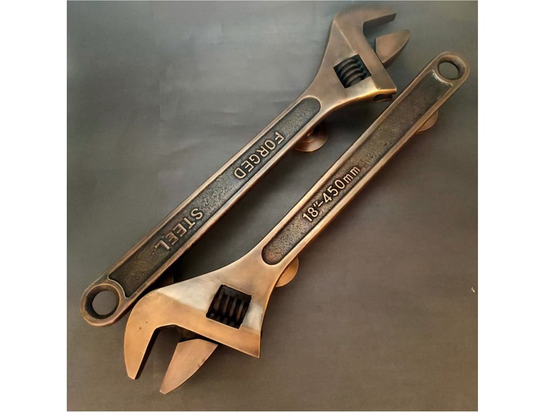 17.3 Antique SPANNER Wrench Door Handle Pull Solid Brass Etsy