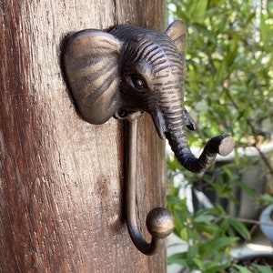 5&quot; Vintage ELEPHANT Hook Hanger Solid Brass Antique Strong Wall Mount Hook Clothes Coat Hat Hook | Beach House Hook Brass Kapstok