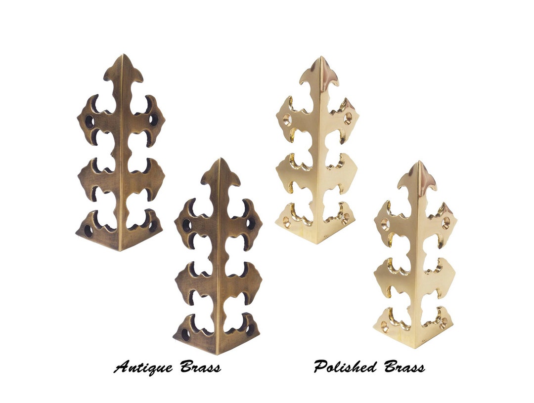3.1 SET of Solid Brass Corner Protector Brass Skiffer, Vintage ANCHOR