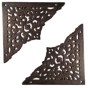 Ensemble de 5,3 po. de cadres d&#39;assiettes décoratives d&#39;angle en laiton massif ornées de feuilles vintage, cadre photo pour porte, décor de tiroir en laiton