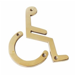 5&quot; SOLID BRASS Accessible Restroom Door Signs Disabled Toilet Bathroom Washroom Signage, Wall Decor