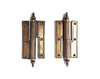 4.5" 2pcs Vintage Ornate Solid Brass Paumelle Finial Hinge / Door Window Cabinet Drawer Furniture Hinges