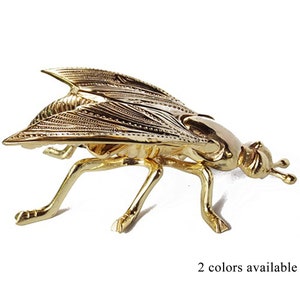 Vintage Tobacciana Ashtray Brass Smoke Hornet Fly Wasp insect Antique Gift for smoker Trinket box flip