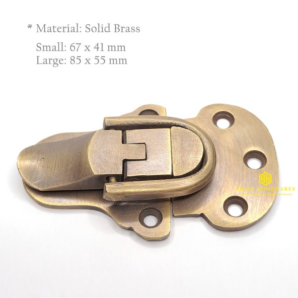 2.6"/3.3" Set of Vintage Solid Brass Trunk Latch Lock Cabinet Hasp Latch, Toggle Latch, Hasp Lock Case Latch Hardware Fasteners Old Design