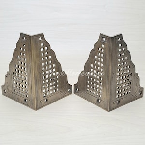 4.3&quot; SET of Solid Brass Decorative Corner Plate Protector / Geometric B Cabinet Decorative Angle Corner Guards