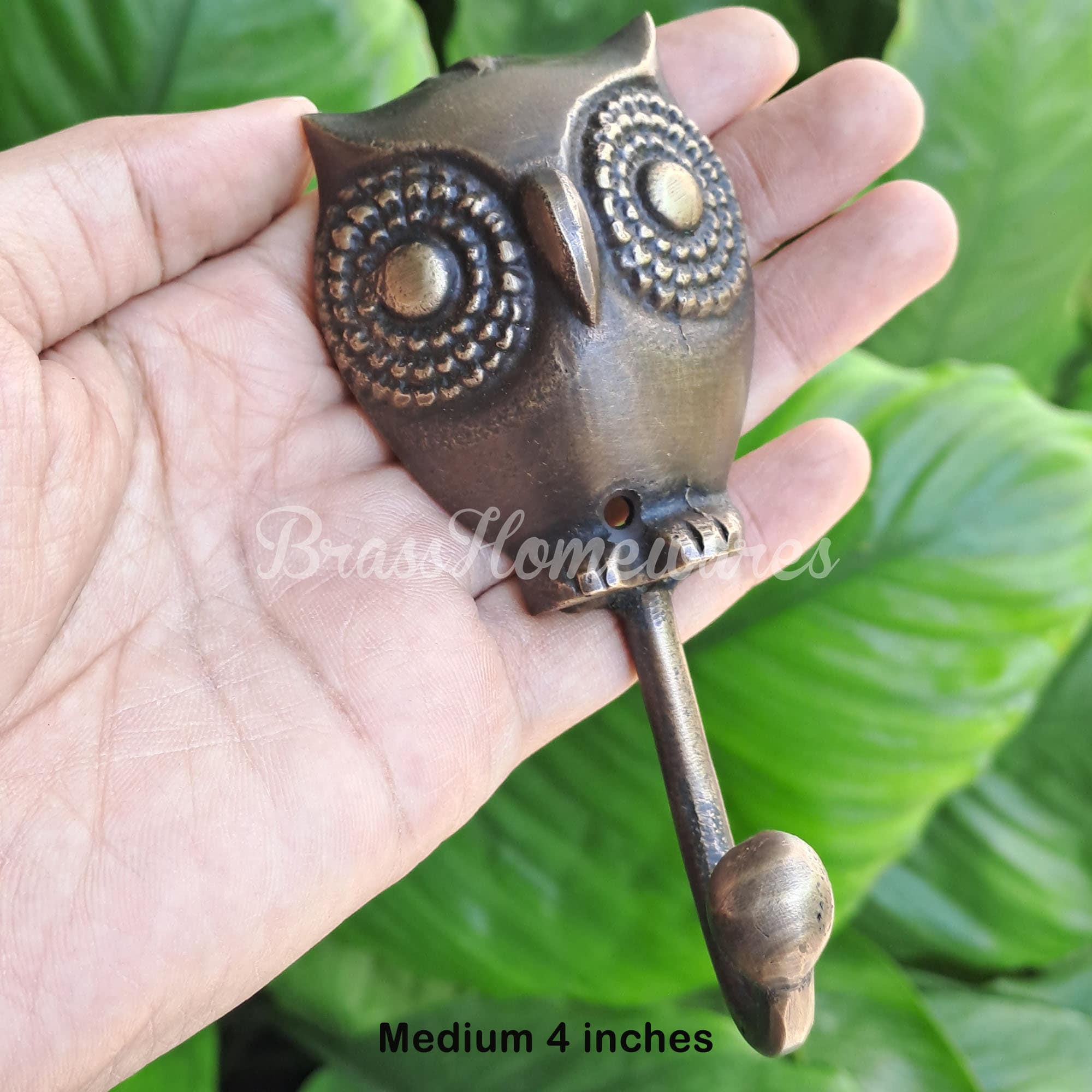 Ganci A Muro Vintage A Forma Di Gufo In Metallo - Set Da 2 Per Appendere Cappotti E Chiavi - 4