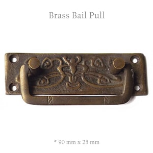 90 mm Set Vintage Massiv Messing Bügel Knäufe, Reben Muster Drop Bail Griffe, Messing Knob Pull Hardwares, Box Crate Handle Pull