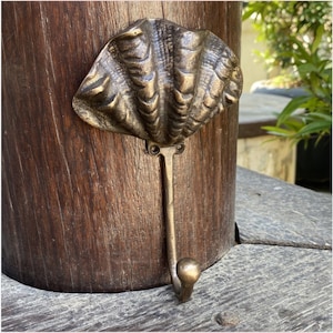 6&quot; Antique SHELL Hook Hanger Solid Brass Vintage Strong Wall Mount Hook Clothes Coat Hat Hook | Animal Hook Brass Kapstok Beach House