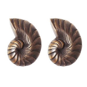3.5&quot; Set of Vintage Solid Brass Nautilus Curtain Tie Back Hooks Hanger, Vintage Curtain Tieback, Curtain Holdback, Curtain Holder