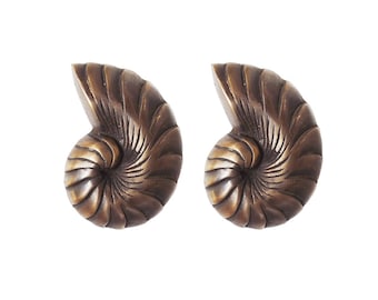 3,5 &quot;&quot;Set Vintage Nautilus aus massivem Messing - Vorhanghalter mit Haken, Vintage-Vorhanghalter, Vorhanghalter.&quot;