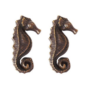 Pair of Vintage Seahorse Curtain Tie Back Solid Brass Hooks Hanger, Vintage Curtain Tieback, Curtain Holdback, Curtain Holder