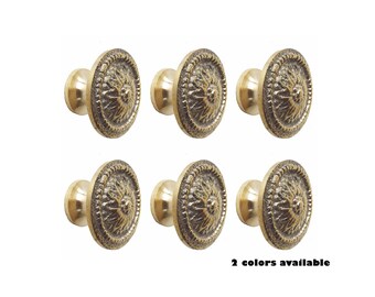 1,1 "(6 Stück) Vintage Massives Messing Knäufe, runde Sonnenblumen Knäufe Schubladengriff, Schubladen Messing Knäufe, Knob Pull Hardware