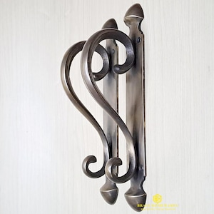 8.6&quot; Pair of Vintage Brass Door Handle Pull, Antique Victorian Torpedo Design Entry Door Handle Cabinet Cupboard Grab Pull 22 cm
