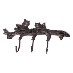 18.2&quot; Antique LARGE FROG HOOK Hanger Vintage Solid Brass Clothes Hat Coat Strong Hook Home Decor