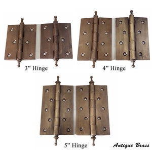 3&quot; 4&quot; 5&quot; inches Vintage Solid Brass CLASSIC HINGE / Antique Door Cabinet Drawer Furniture Hinges / Antique Brass