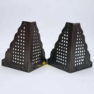 4.3" SET of Solid Brass Decorative Corner Plate Protector / Geometric B Cabinet Decorative Angle Corner Guards