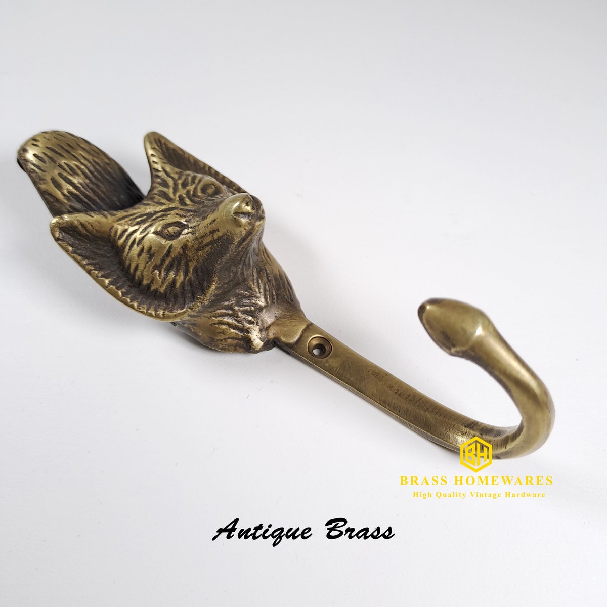 4.7" Set of FOX HEAD Hook Hanger Antique Solid Brass Wall Mount Clothes Coat Hat Hook Hanger Home Decor - Etsy