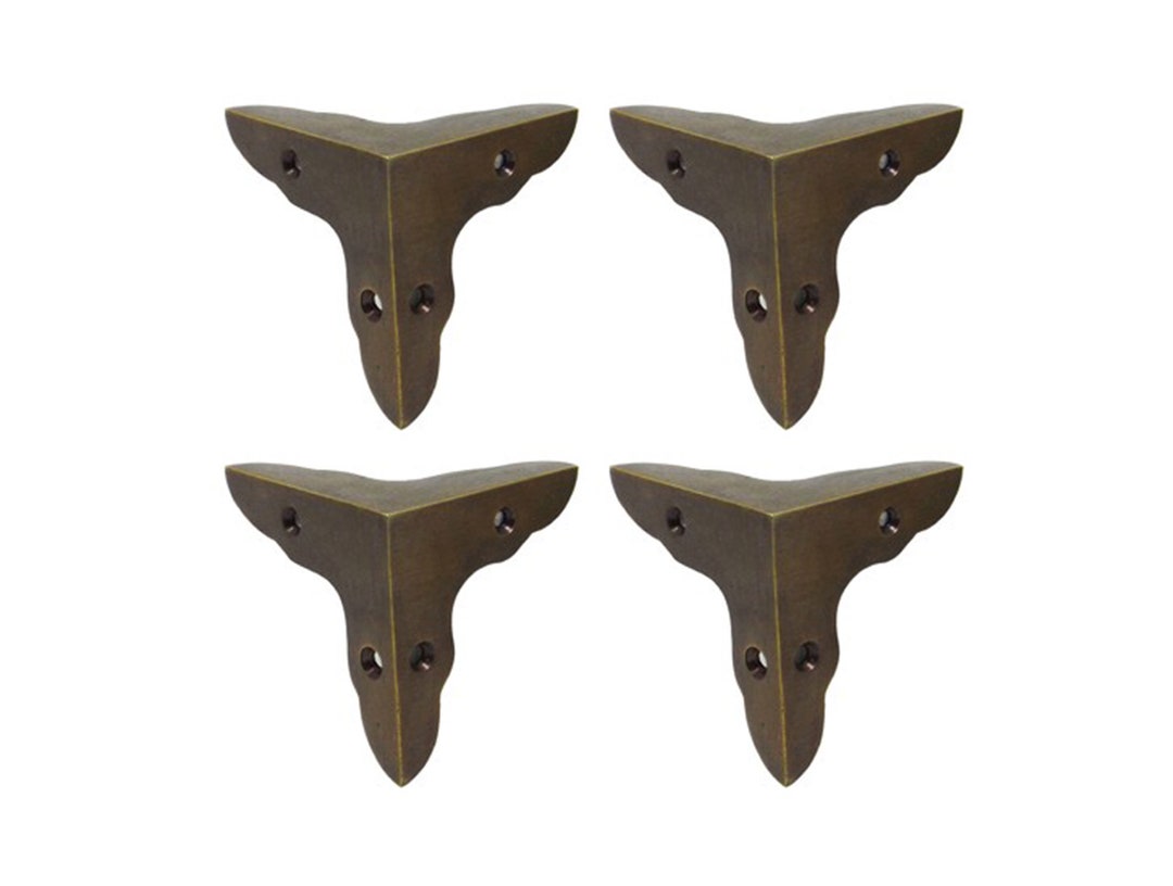 Set of Vintage 3D Star Box Corner Protector, Solid Brass Decorative