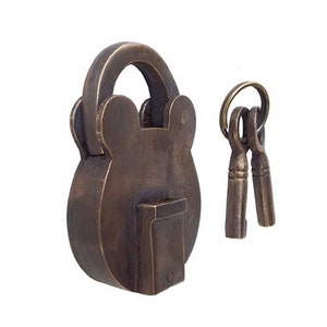 2.5" Edwardian Plain Vintage PADLOCK Solid Brass, Brass Padlock Set, Antique pad lock, Old Key lock, Unique lock, Classic Padlock